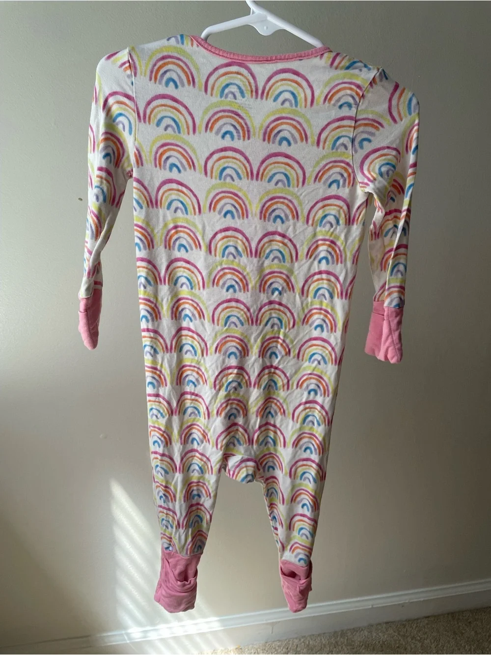Unbranded Pink Rainbow Print Baby One-Piece Pajamas